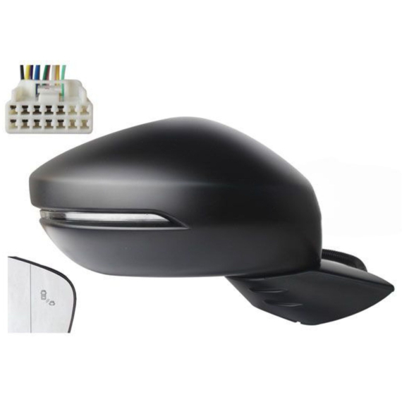 Rétroviseur électrique droit, convexe, chauffant, apprêté, rabattable, avec feu clignotant, LED, side (10 broches)