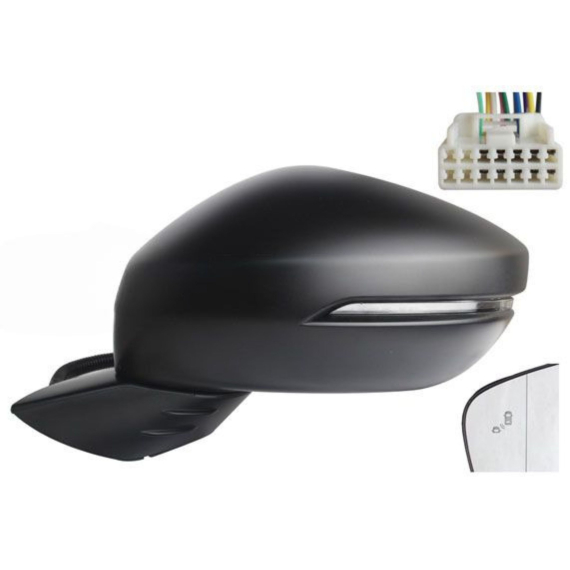 Rétroviseur électrique gauche, asphérique, chauffant, apprêté, rabattable, avec feu clignotant, LED, side (10 broches)